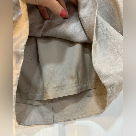 Banana Republic 100% Linen Short Skirt Lined Back Zip Khaki Belted Waist Size 4 - Picture 4 of 10